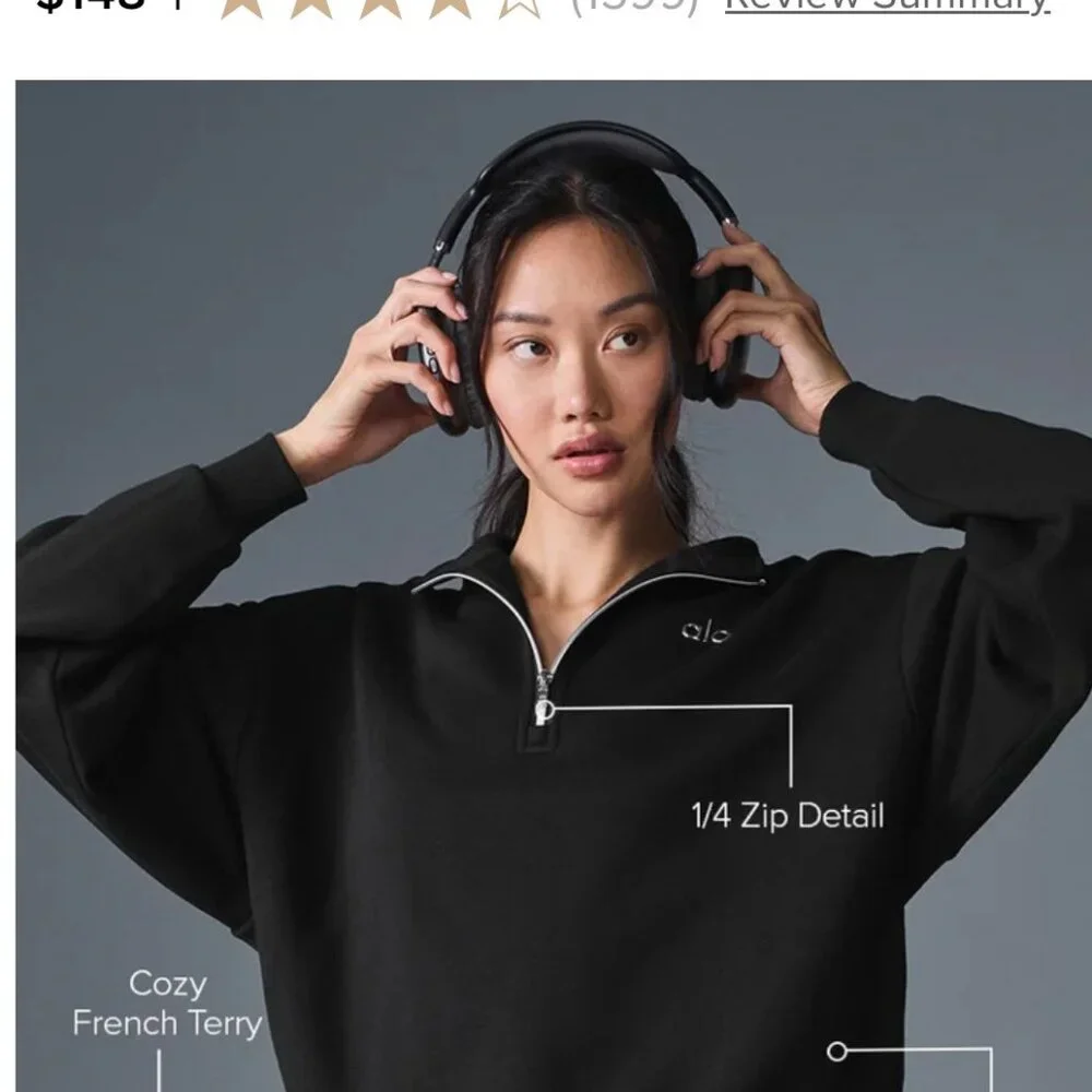 Alo Yoga / Accolade 1/4 Zip Pullover ALO : Unisex Accolade Black
